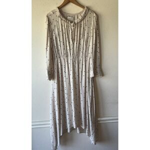 McGuire Modern Prairie Cream Floral Midi Dress L Cottagecore Artisan Boho New